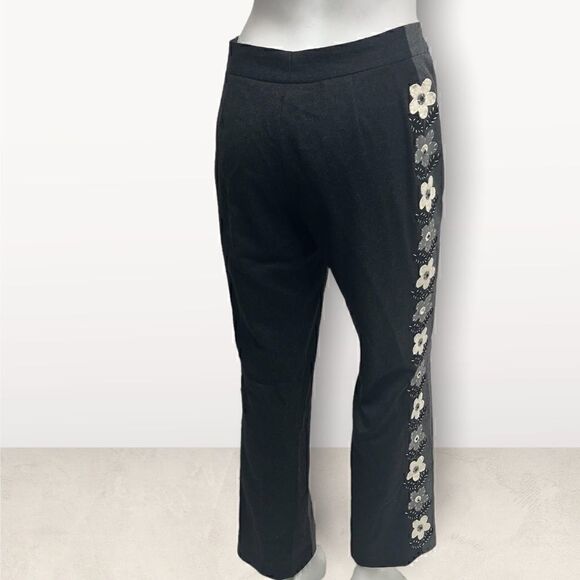 Moschino Cheap & Chic Gray  Wool Pants With Flower Detail - Picture 6 of 9